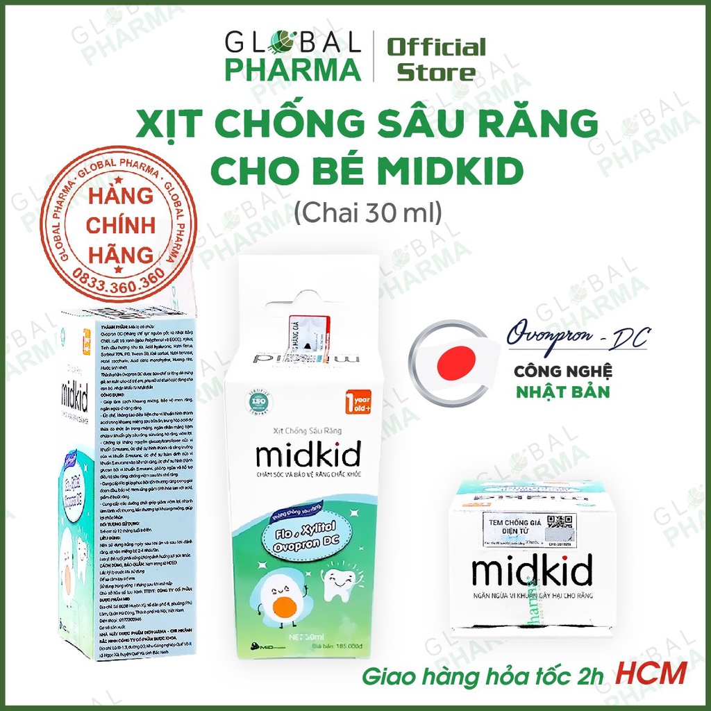 [CÔNG NGHỆ NHẬT] - Xịt Chống Sâu Răng MidKid Cho Bé từ 1 Tuổi - Bảo vệ men răng, chống sâu, ố vàng, mủn răng (Chai 30ml)