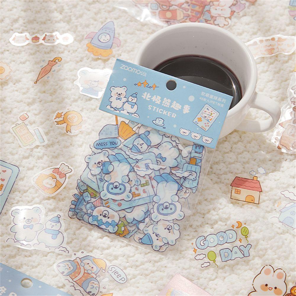 LAKAMIER Bộ 46 Sticker Hoạt Hình Xinh Xắn Dùng Trong Trang Trí