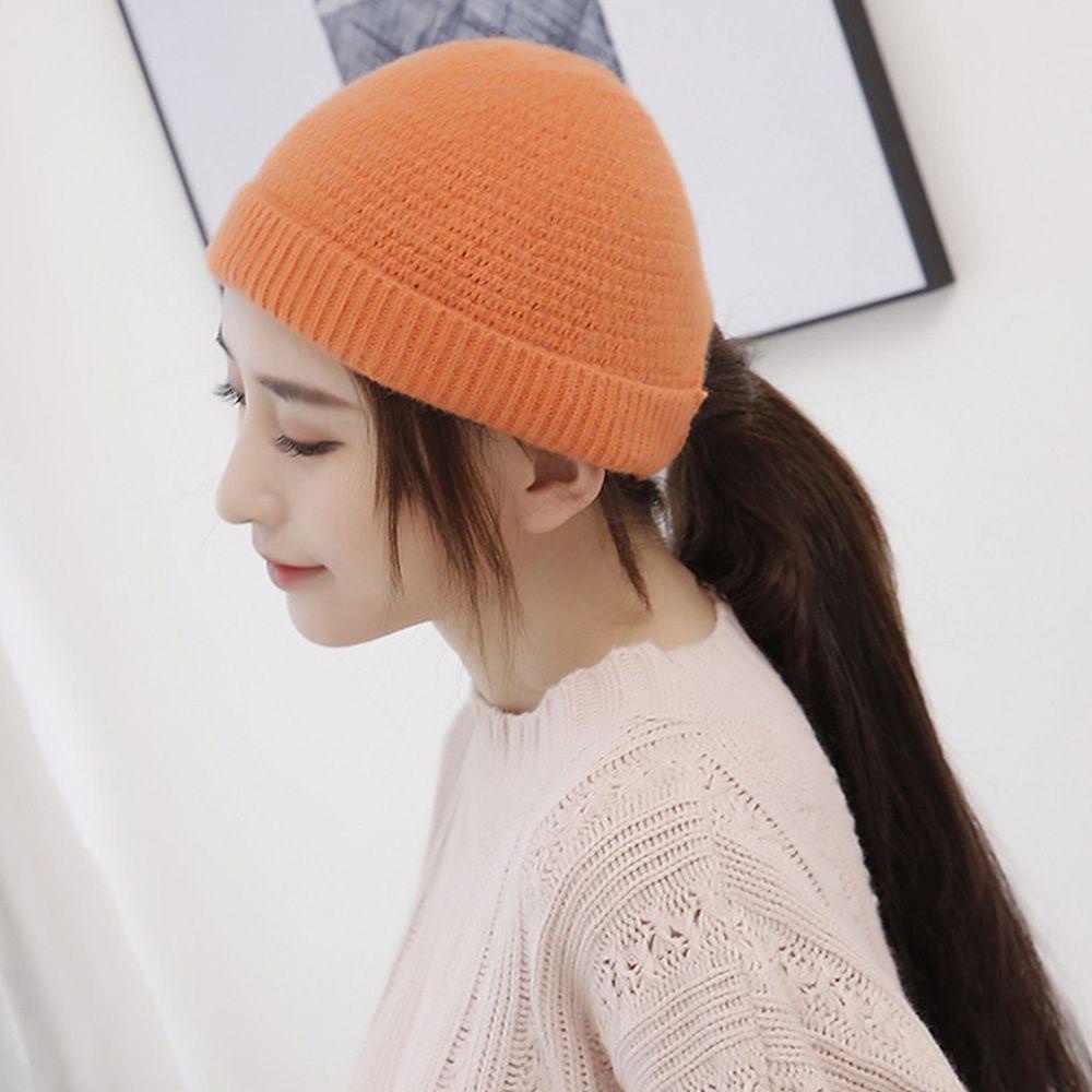 Mũ Beanie Dệt Kim Màu Trơn Dễ Thương Cho Nam Nữ