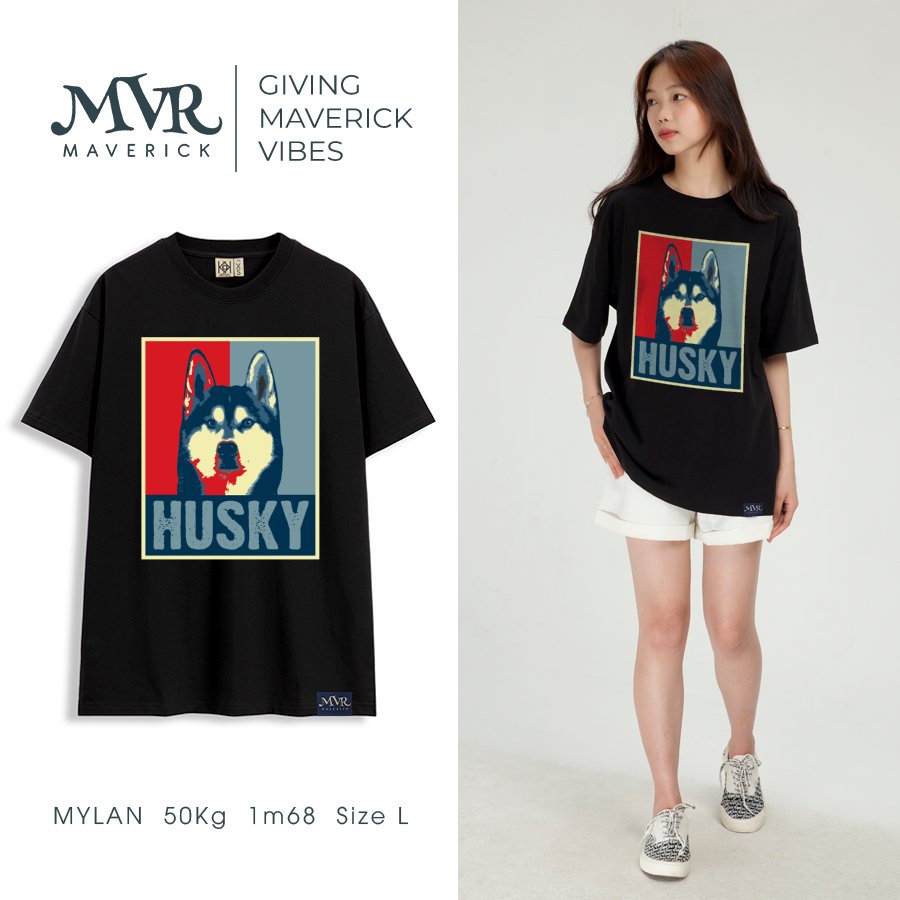 Áo thun nam nữ tay lỡ Chú chó Husky dễ thương cho sen iu boss MVR  KK3839