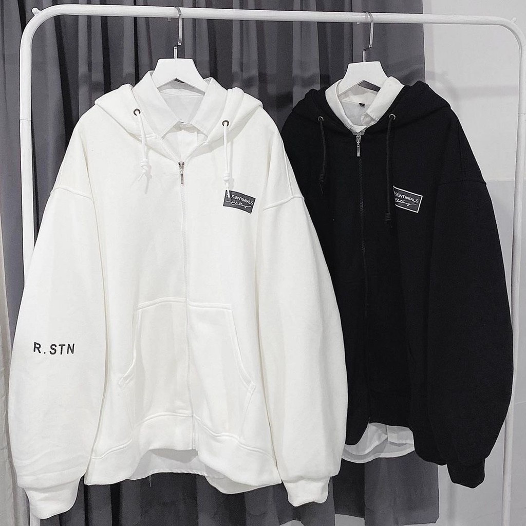 Áo khoác nam nữ Hoodie nỉ trơn Basic in chữ màu form rộng tay bồng khóa kéo có mũ Ulzzang giá rẻ couple | BigBuy360 - bigbuy360.vn