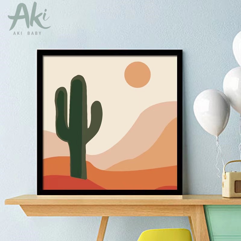 Tranh tô màu theo số có sẵn khung cho bé - Tranh sơn dầu số hóa tự tô 20x20cm chủ để tranh landscape