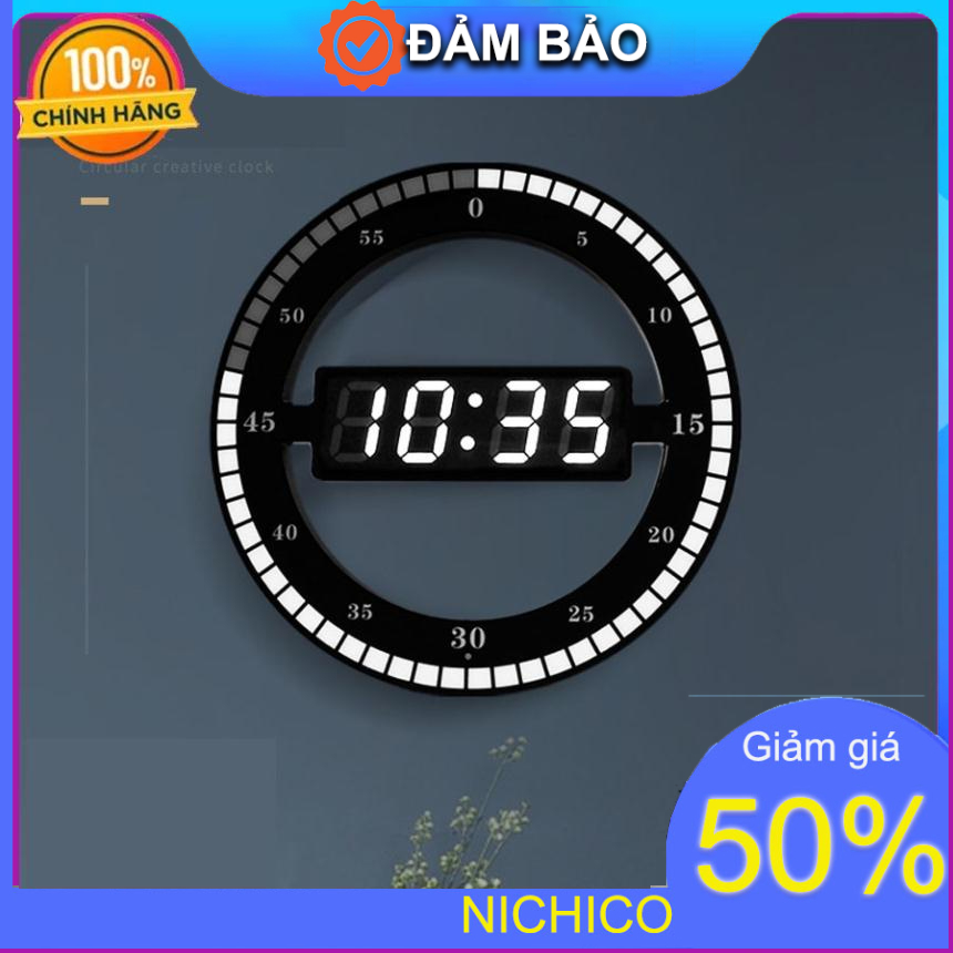 Đồng hồ treo tường dạng đèn Led sáng tạo, đồng hồ để bàn kỹ thuật số độc đáo