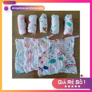 Set 5 Khăn sữa vải xô nhăn 6 lớp/ Khăn mặt cho bé sơ sinh