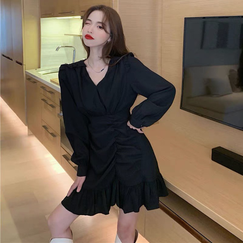 (CLIP THẬT) Đầm dự tiệc tay dài nhún trắng vai bèo Ben | BigBuy360 - bigbuy360.vn