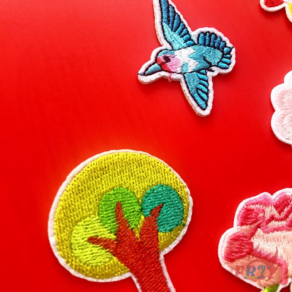 Miếng vải họa tiết hoa ủi trang trí quần áo DIY