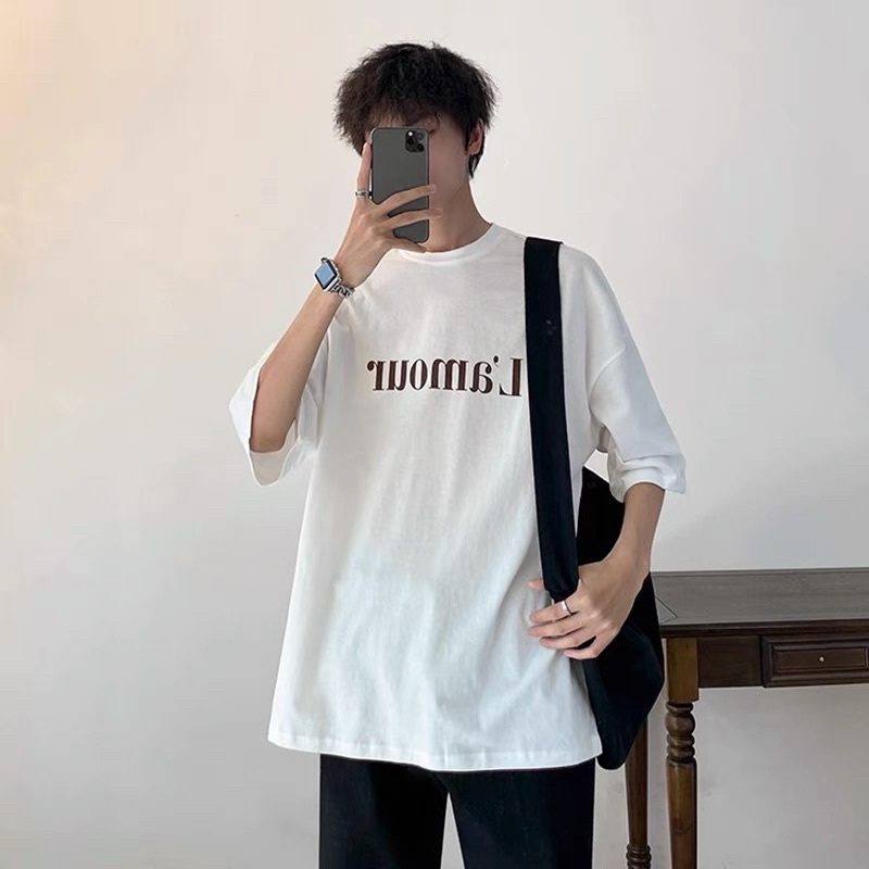 Áo thun nam nữ áo phông tee unisex in chữ L'amour 2 màu đen và trắng | BigBuy360 - bigbuy360.vn