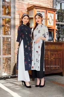 Áo dài cách tân kèm quần lụa