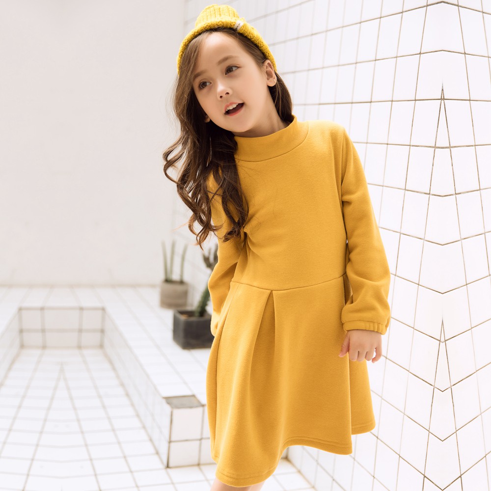 Đầm công chúa Sanlutoz màu vàng bằng cotton cho bé gái