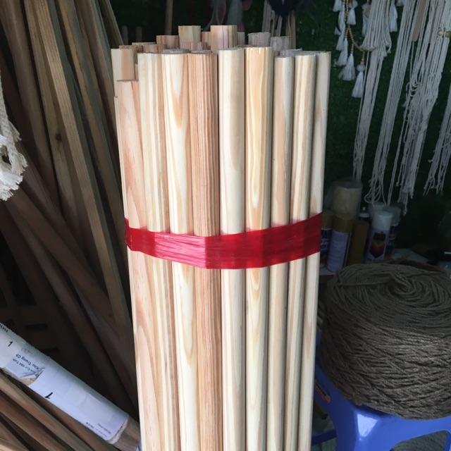 Thanh gỗ dài 1m đường kính 2cm | Gỗ tròn dài, thông tự nhiên dùng trang trí, decor