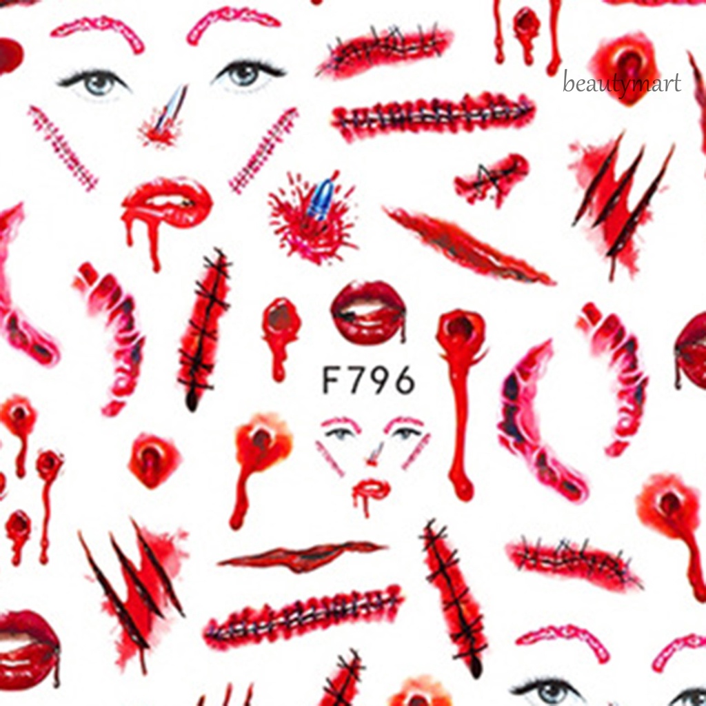 [Hàng mới về] 2 miếng dán trang trí móng tay hình vết sẹo máu kinh dị độc đáo cho nữ