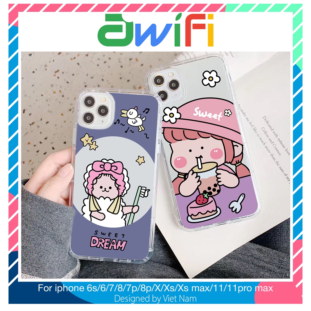 Ốp lưng iphone girl sweet trong 5/5s/6/6plus/6s/6splus/7/7plus/8/8plus/x/xr/xs/11/12/pro/max/plus/promax -Awifi P6-1