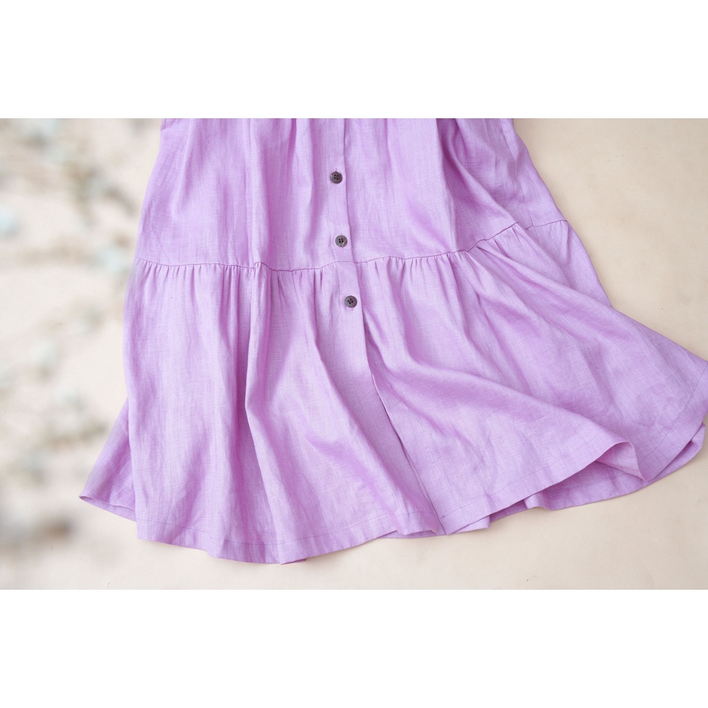 Đầm Linen Signature KACHISA 540 phối ren màu tím