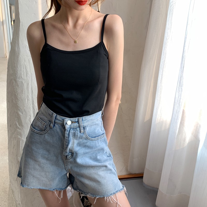 Xiaozhainv Áo Hai Dây Màu Sắc Đơn Giản Dễ Phối Đồ Cho Nữ