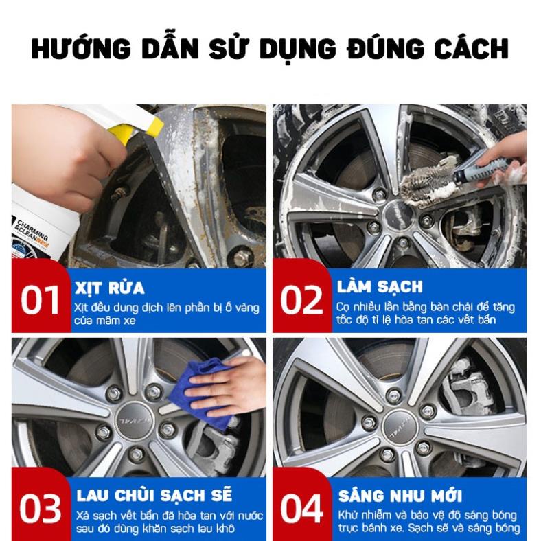 Dung Dịch Đánh Bóng, Tẩy Rỉ Sét Mạ Crôm, INOX Cho Vành Xe, Lazang, Mâm Xe Ô Tô 500ML TEXLABS BEESIR