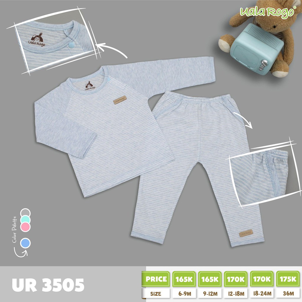 [SALE XẢ] Bộ dài tay cotton kẻ ngang Uala Rogo