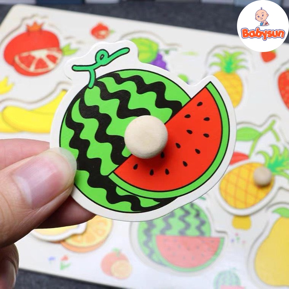 Bảng núm gỗ ghép hình nhiều chủ đề cho bé, đồ chơi trí tuệ cao cấp an toàn cho bé