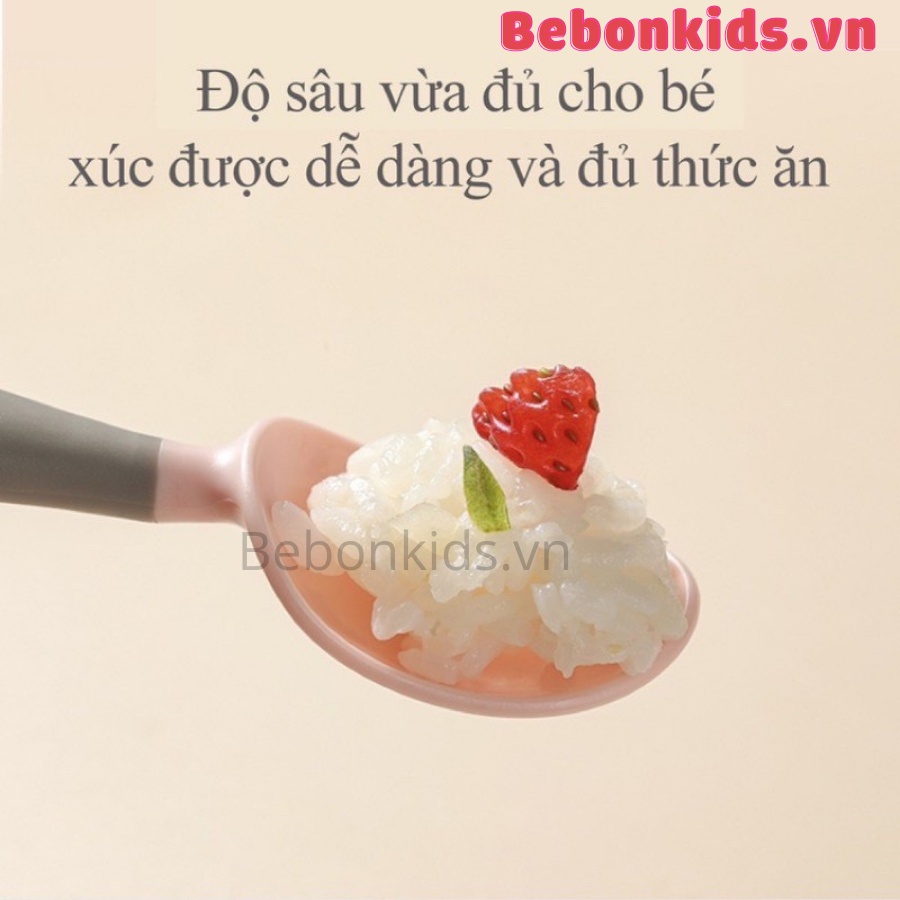 Thìa dĩa uốn cong cho bé tập xúc, ăn dặm hình cá heo xinh xắn có hộp đựng