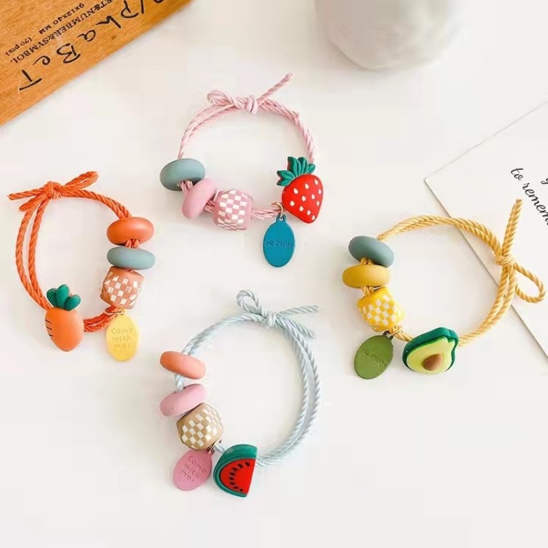 Dây Buộc Tóc Da Cao Su Co Giãn Hình Trái Cây Đơn Giản Cho Nữ