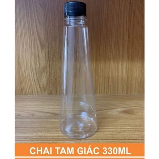 Chai Nhựa Tam Giác 330ml Miệng Nhỏ-Kho Sỉ Chai Nhựa Huỳnh Hiệp -Đã Kèm Nắp Đen