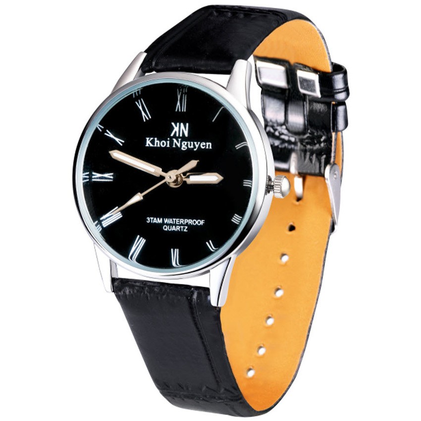 Đồng Hồ Nữ Khôi Nguyên 002 Dây Da (Mặt Đen)