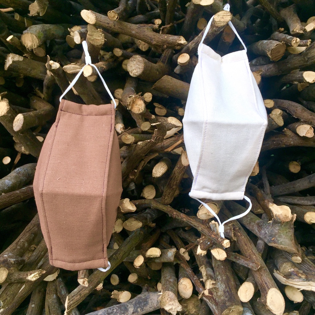 Khẩu trang vải Linen 3D  chống bụi chống nắng tone nâu thanh lịch