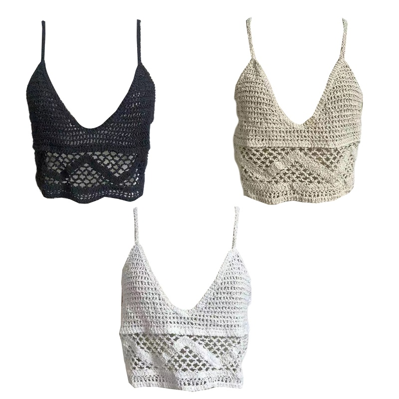 Áo Croptop Dệt Kim Không Tay Cổ Chữ V Họa Tiết Kẻ Sọc Thời Trang Hàn Quốc Cho Nữ
