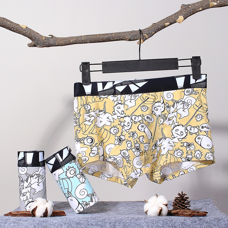 Quần Lót Boxer Cotton In Họa Tiết Hoạt Hình Thời Trang Thể Thao Cho Nam C545