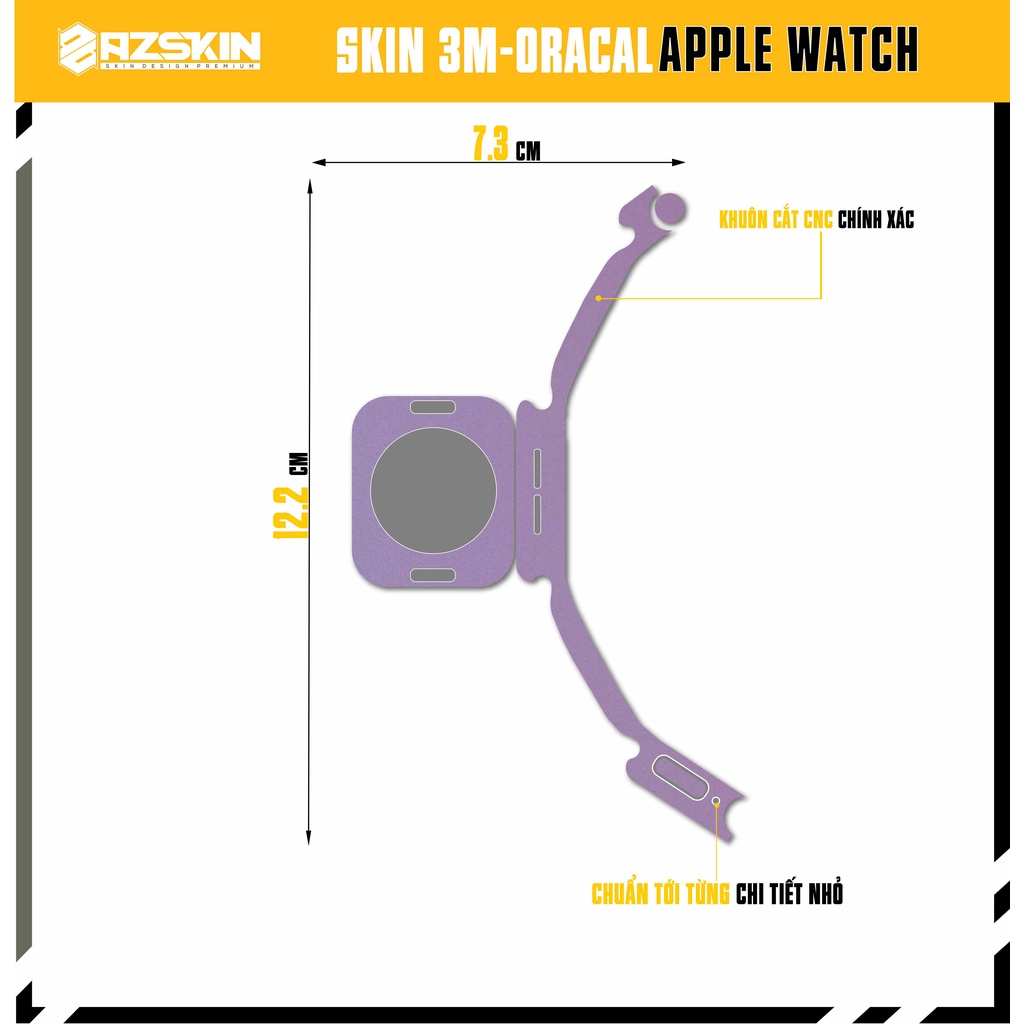 Miếng Dán Skin Apple Watch Oracal Tím Nhám |SK_AWORC11A| Chất Liệu Film Nhập Khẩu, Tạo Khuôn Cắt CNC, Dễ Dán Tại Nhà