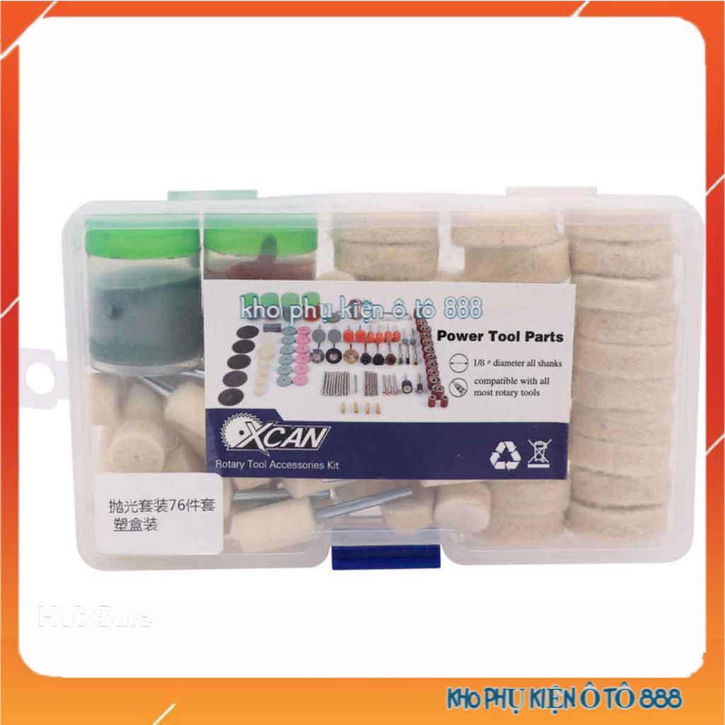 Hộp dụng cụ 76 chi tiết đầu len đánh bóng đa năng trục lắp 3.2mm