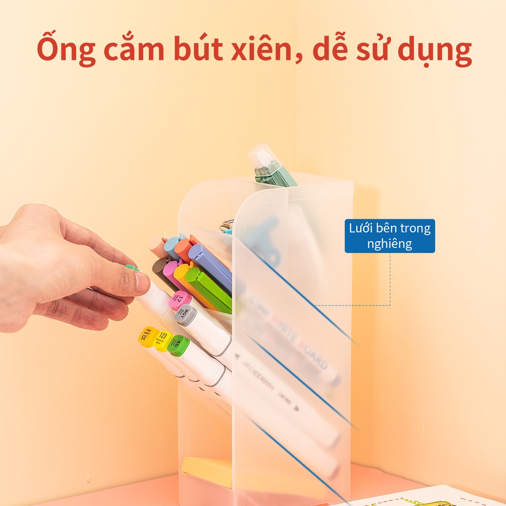 Kệ ống đựng bút mỹ phẩm 5 ngăn Deli - Xanh/ Trắng/ Hồng - 8932/ 8933