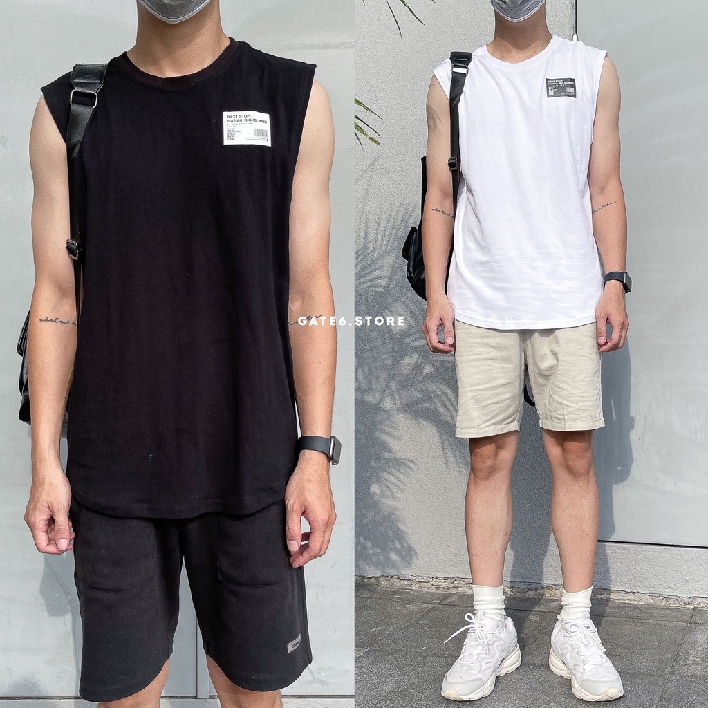 Áo Phông Nam tanktop GATE6, áo thun cổ tròn cotton 3 lỗ trơn form regular fit kiểu Hàn - #G0039