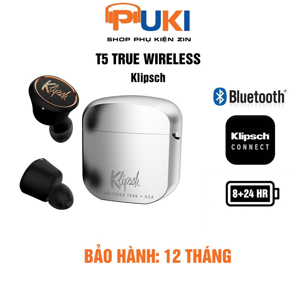 Tai nghe True Wireless Klipsch T5 - Tai bluetooth không dây | Puki_shop