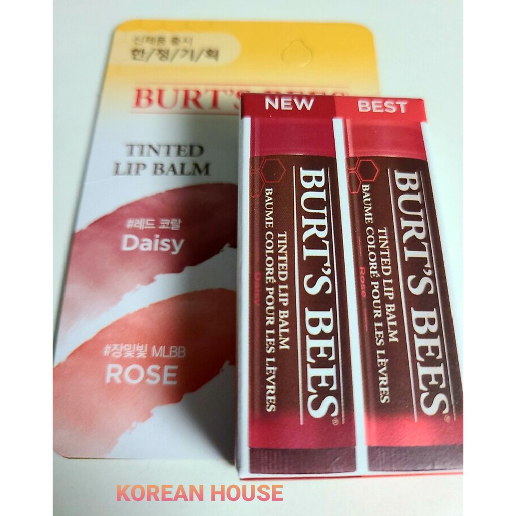 (Chính hãng) SET 2 SON DƯỠNG CÓ MÀU BURT'S BEES TINTED LIP BALM (Màu mới)