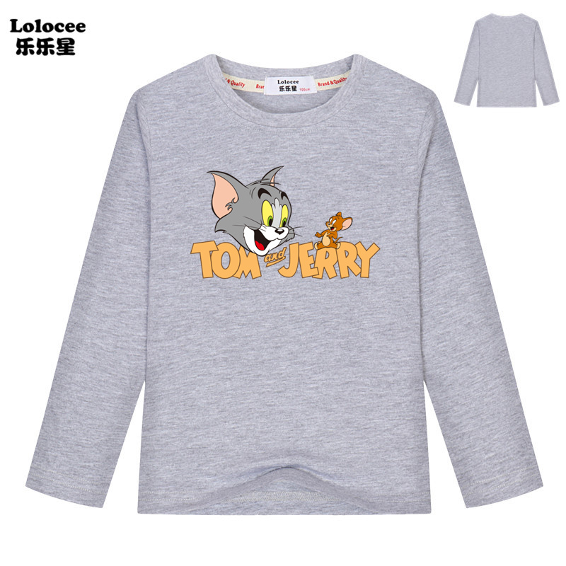 Áo Thun Tay Dài In Hình Tom &amp; Jerry Đáng Yêu Cho Bé