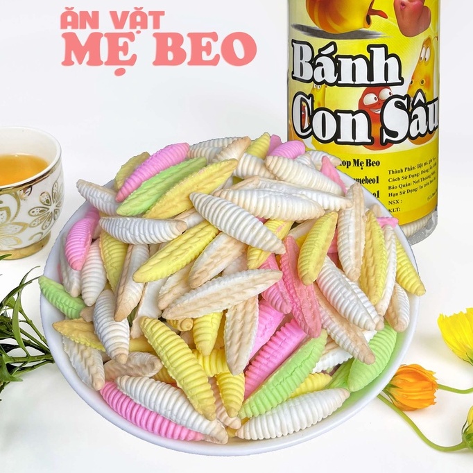 Bánh men con sâu đuông dừa 300gr Mẹ Beo đồ ăn vặt cực ngon