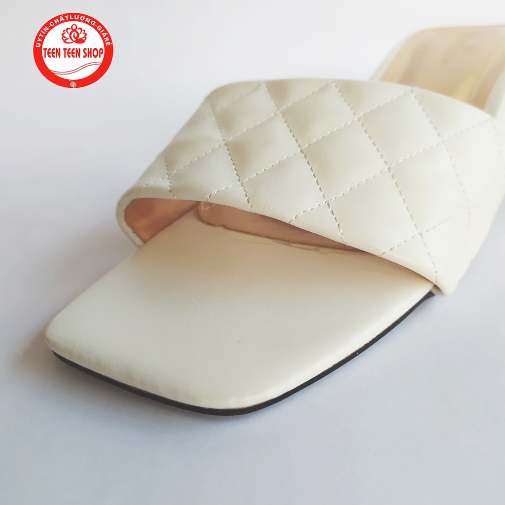 Guốc cao gót nữ 3 phân bền đẹp, dép nữ cao 3 phân quai dập vân quả chám , Teen Teen Shop - SD009