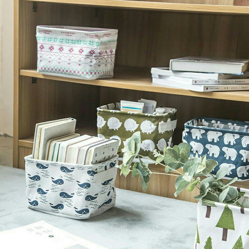 Giỏ canvas gấp gọn đựng đồ tiện lợi KT 20*13*16cm