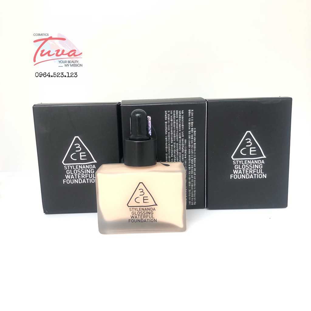 Kem Nền Glossing Waterful Foundation 3ce (CÓ VIDEO CHECK HIDDEN TAG)