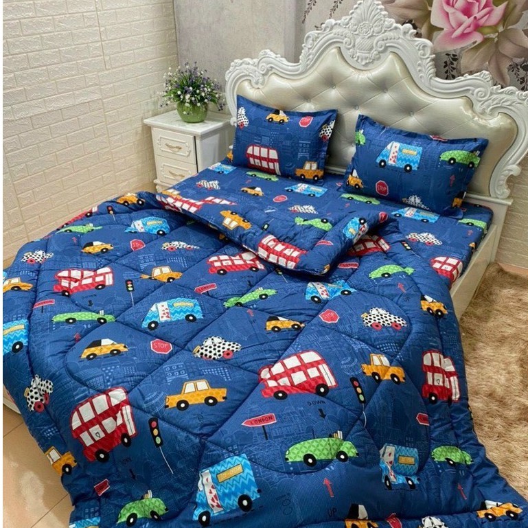 TRỌN BỘ GA GỐI COTTON POLY ĐỦ MÀU SẮC, KÍCH THƯỚC, TRANG TRÍ PHÒNG NGỦ LỘNG LẪY-MẪU Ô TÔ