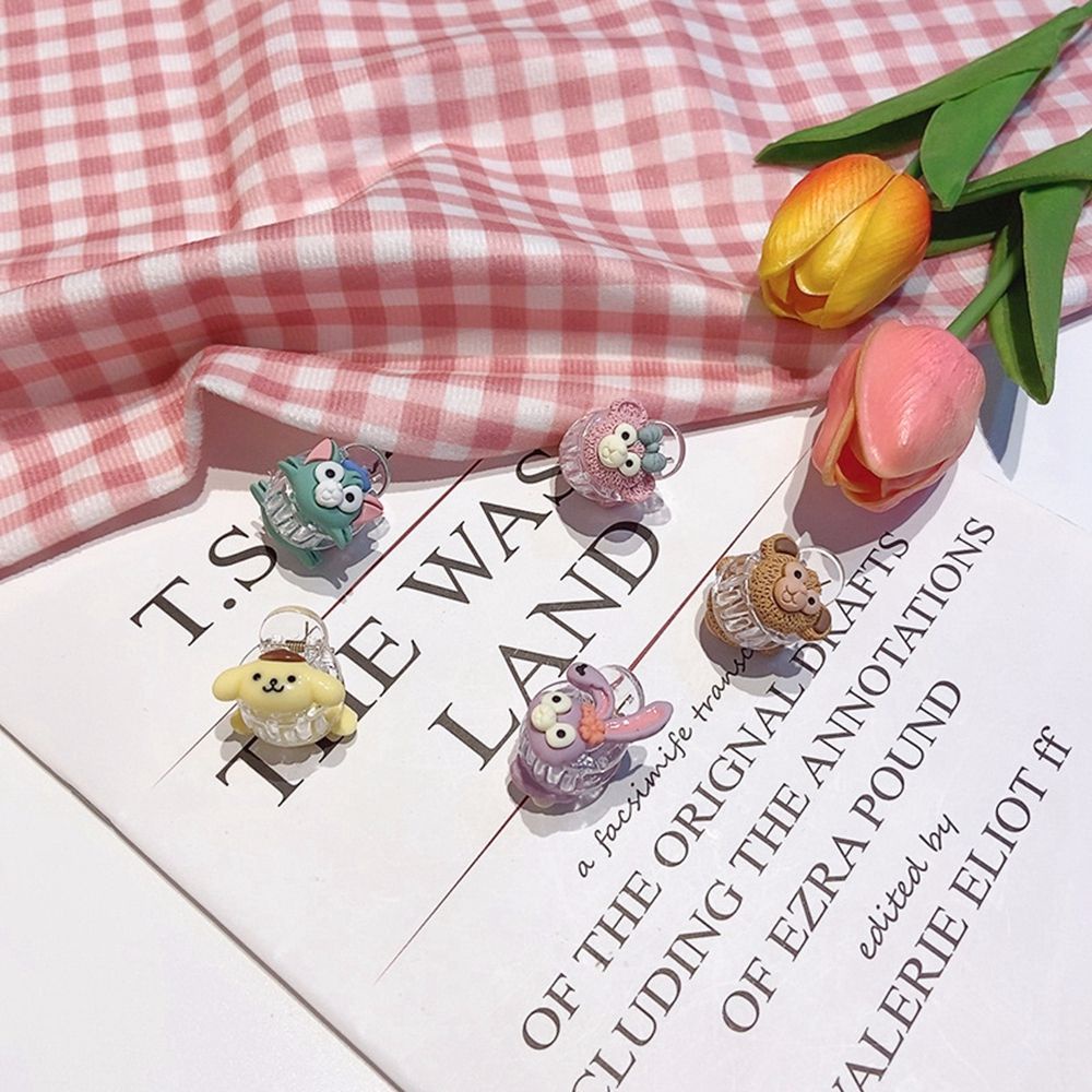 Kẹp Tóc Mini Trong Suốt Họa Tiết Hoạt Hình Dễ Thương Phong Cách Hàn Quốc