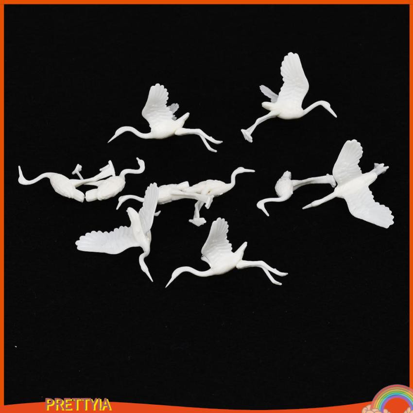 Set 10 Tượng Chim Hạc Bằng Nhựa Dùng Trang Trí Tiểu Cảnh