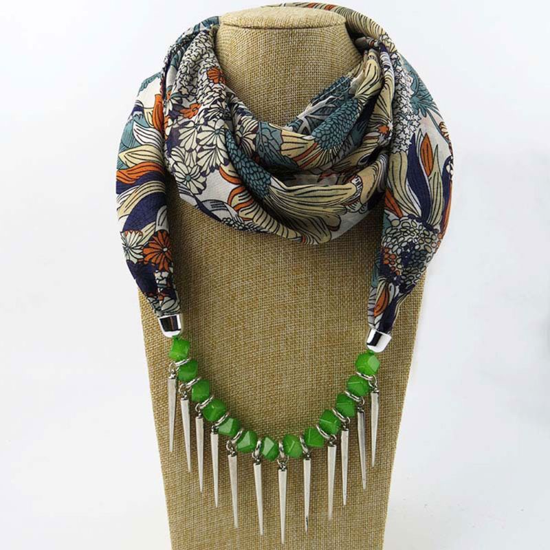 Khăn Choàng 180x48cm Họa Tiết Hoa Đính Hạt Tua Rua Phong Cách Dân Tộc Cho Nữ