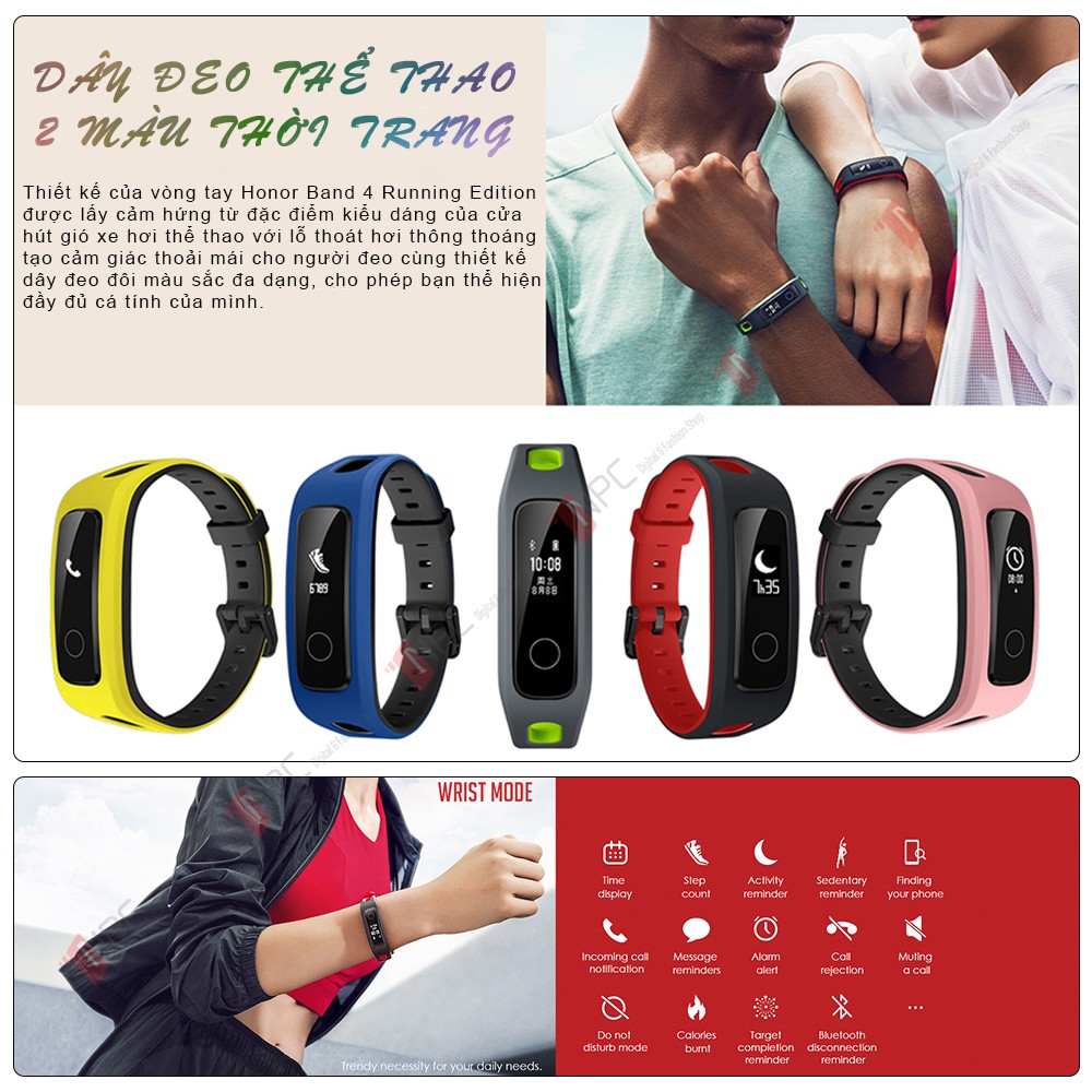 [Mã 2404EL10K giảm 10K đơn 20K] Vòng Đeo Tay Thông Minh Huawei Honor Band 4 Running Edition Theo Dõi Sức Khỏe Quốc Tế