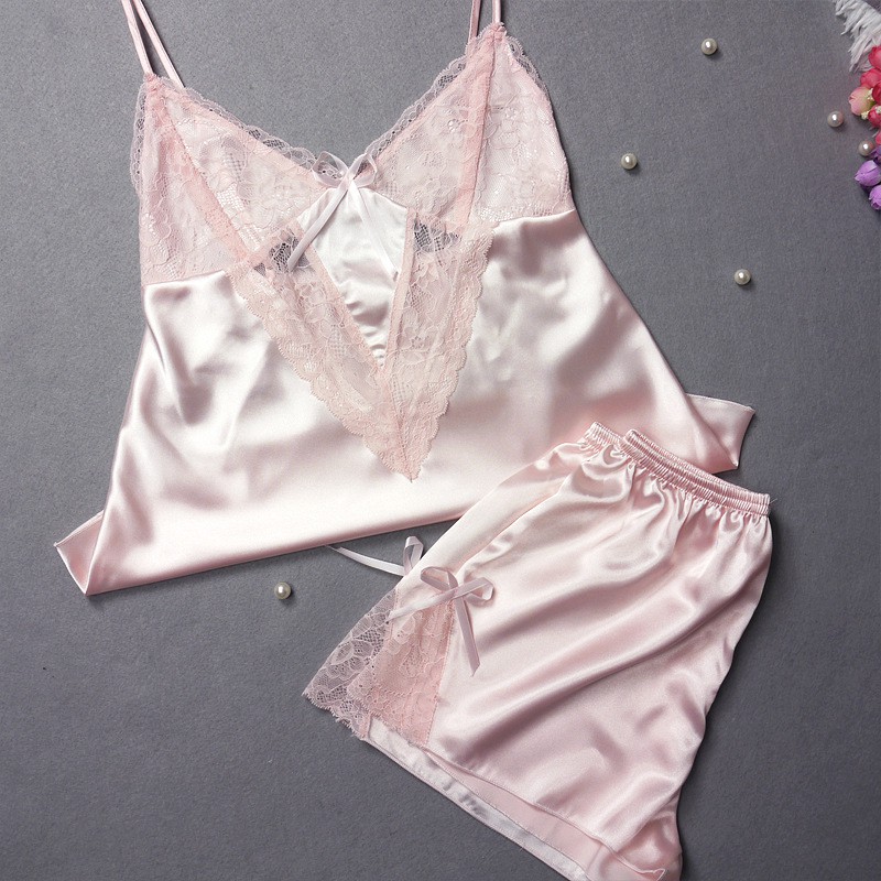 ĐỒ Bộ ngủ đùi sexy satin lụa cổ tim phối ren🔥FREESHIP 50K🔥BIGsize 40-65KG đồ ngủ mặc nhà đẹp giá rẻ | BigBuy360 - bigbuy360.vn