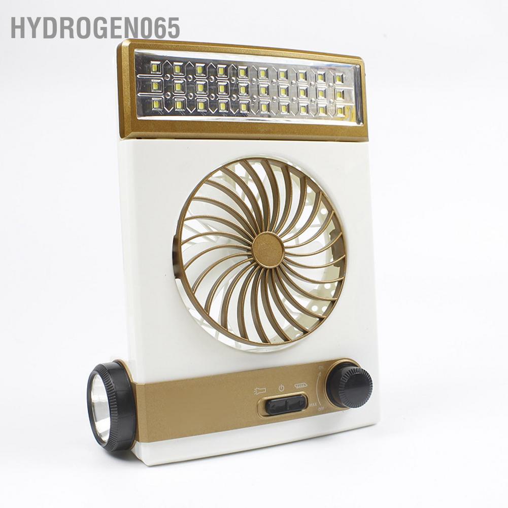 Quạt chạy bằng năng lượng mặt trời với đèn pin LED ánh sáng Đèn siêu im lặng bàn nhỏ cho cắm trại dã ngoại ngoài Ký túc xá Hydrogen065