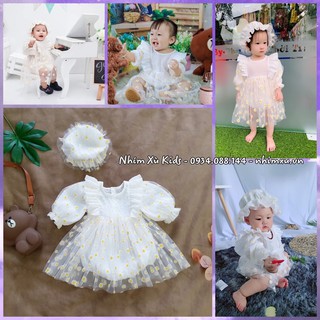 🎀 BODY VÁY cho bé gái kèm nón xinh xắn (3-12kg)