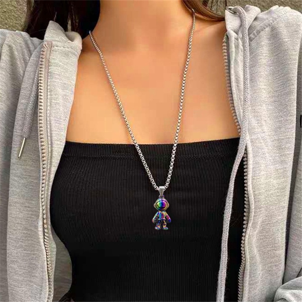 Vòng cổ Mặt Hình Phi Hành Gia Nhiều Màu Phong Cách Hip Hop Hàn Quốc Cho Nam Và Nữ