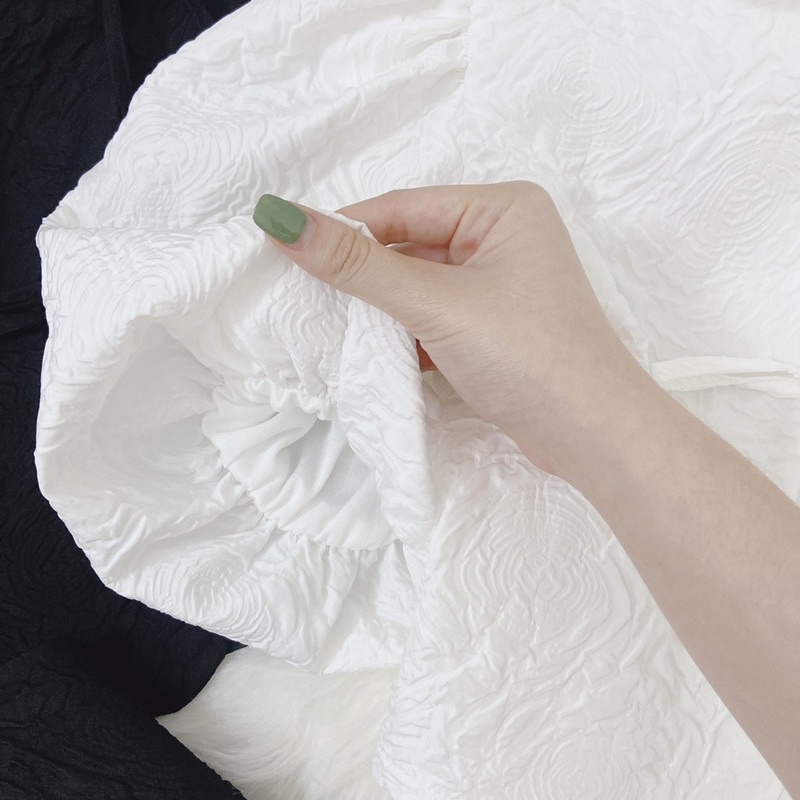 SET ÁO GẤM HOA NỔI CỘT DÂY THẮT NƠ + CHÂN VÁY