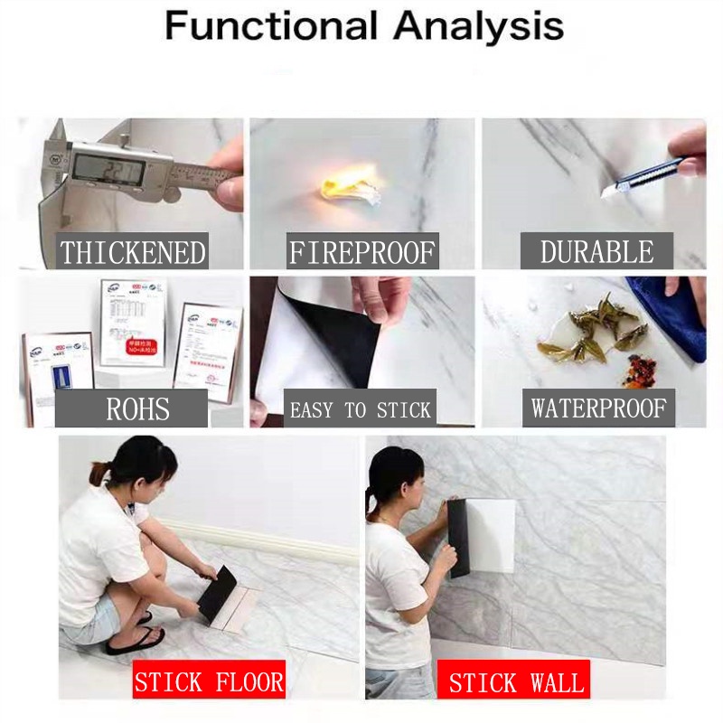 Miếng Dán Tường / Sàn Nhà Bằng PVC Chống Trượt Chống Thấm Nước Tiện Dụng Cho Nhà Tắm / Nhà Bếp